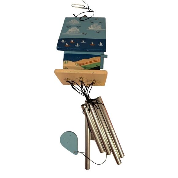 Vintage charming hand-painted‎ lighthouse theme birdhouse wind chime Sailboat - Picture 5 of 11